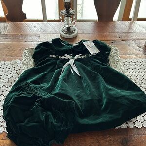 NEW With Tags Jazz Kids 24 Month Green Velvet Christmas Dress.